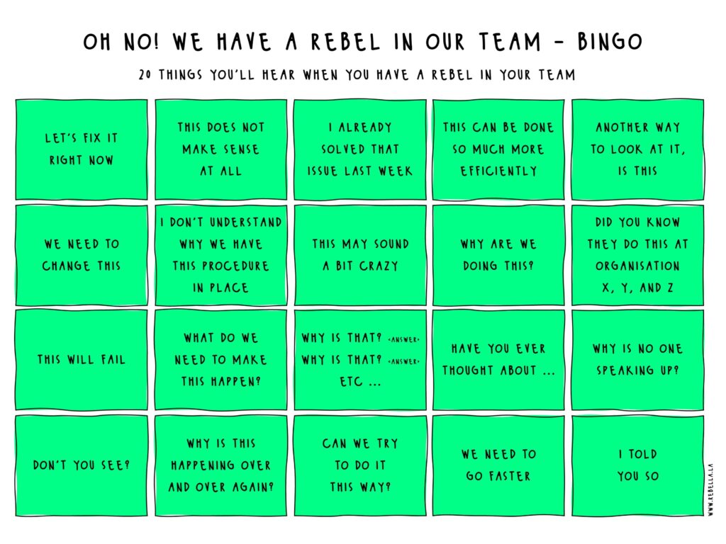 oh no we have a rebel in our team BINGO